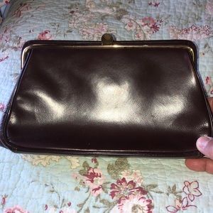 Vintage brown leather clutch
